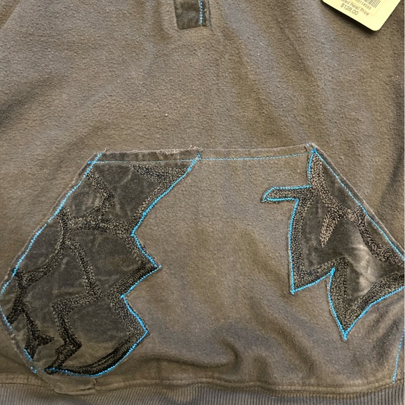 Free People Gray Embroidered Floral Hoodie Sweatshirt Medium NWT - Picture 6 of 6